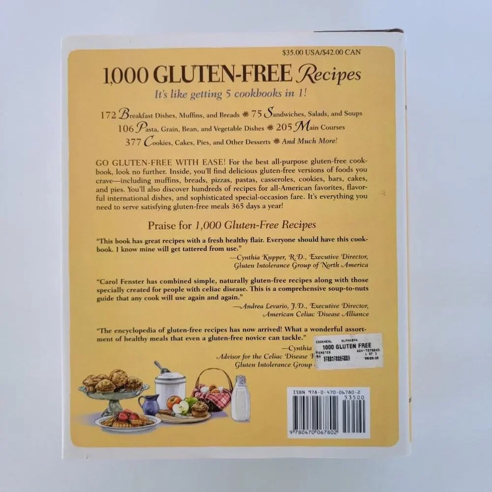 Carol Fenster 1000 Gluten Free Recipes Hardcover Cookbook 2008 Wiley Kitchen